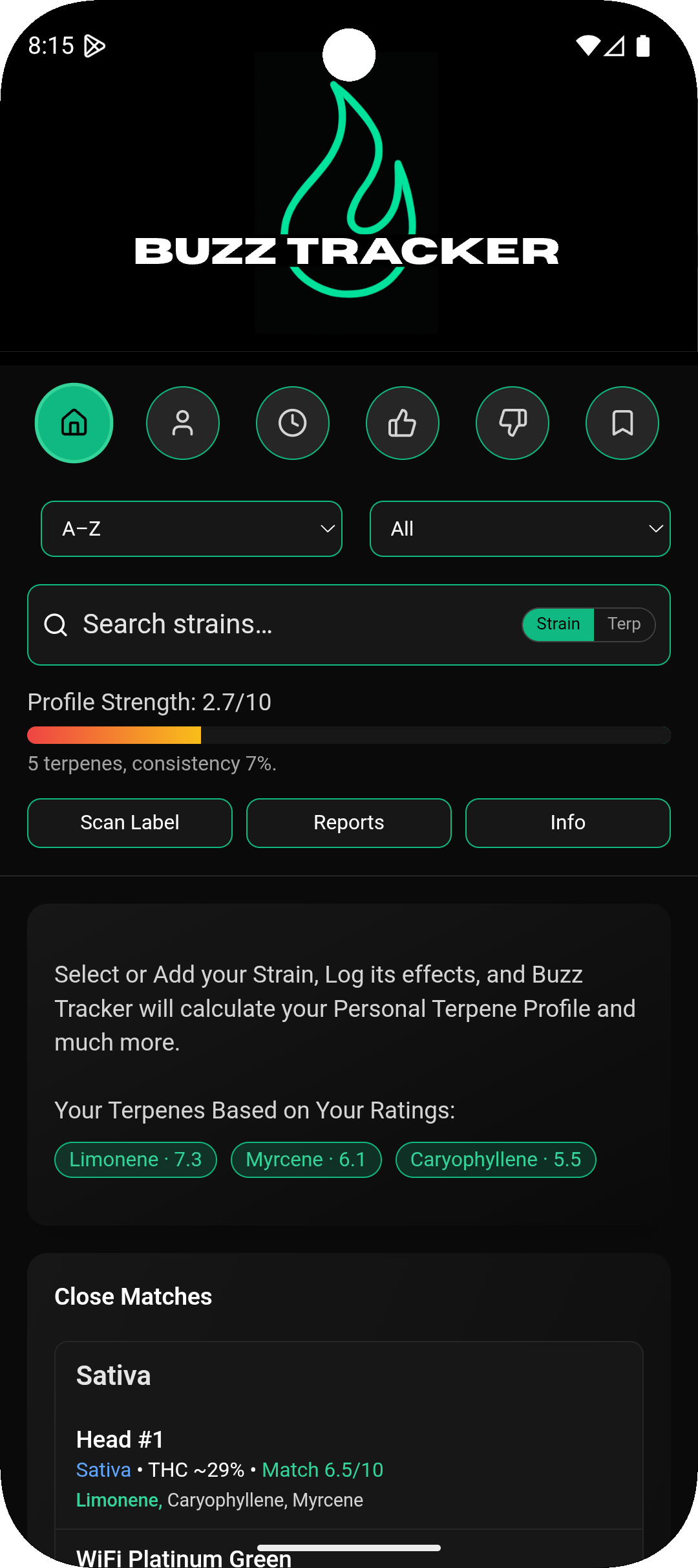 BuzzTracker app screenshot